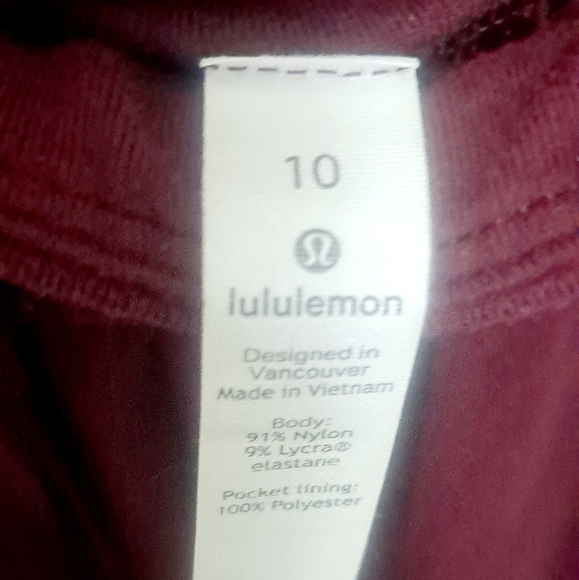 Lululemon ready to rulu high rise joggers size 10 7/8 length color maroon - Picture 7 of 16